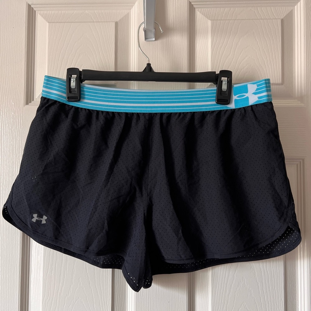 Under Armour Black and Blue Athletic Shorts Size L